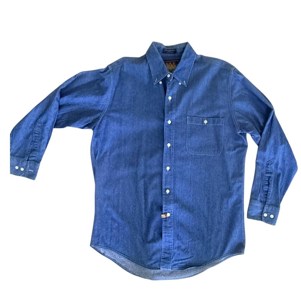 VTG 90's Men's Ralph Lauren CHAPS Home Field Factory Denim Long Sleeve Button Up